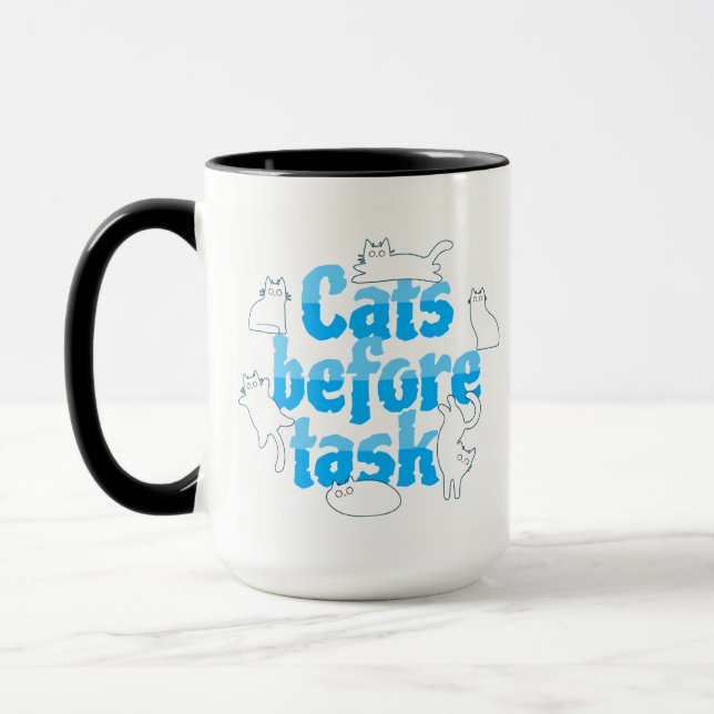 Taza Cats Before Tasks Funny Cat Mug (Izquierda)