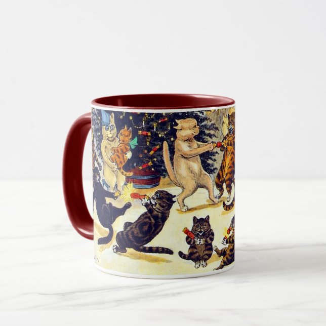 Taza Cat's Christmas Party, Louis Wain (Anverso izquierdo)