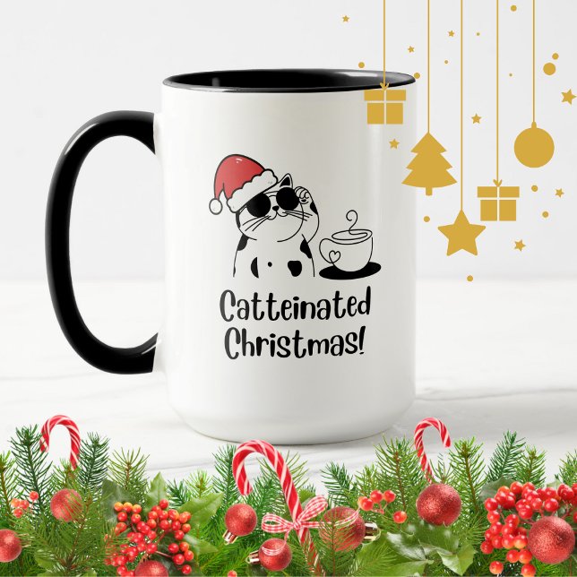 Taza Catteinated Christmas Coffee and Cat Lover Holiday (Subido por el creador)