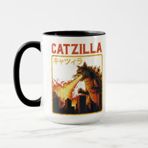 Taza Catzilla Gato Monstruo Divertido Parodia Japonesa 