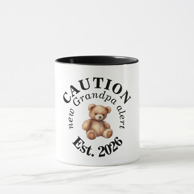 Taza CAUTION new Grandpa alert- Teddy Baby Announcement (Centro)