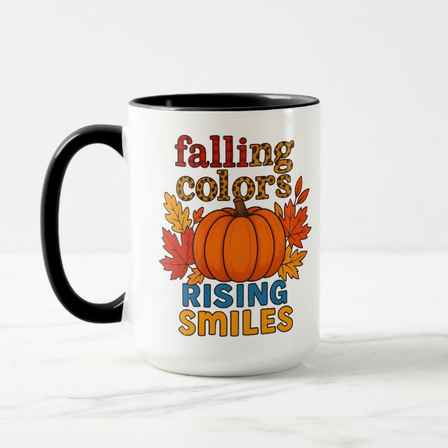 Taza Cayendo Colores Aumentando Sonrisas Cita De Otoño (Izquierda)