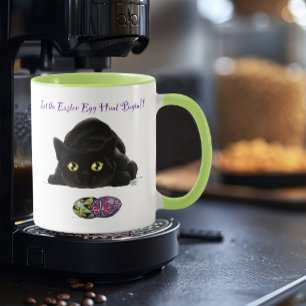 Taza Caza de Huevos de Pascua de Gato Negro Fiesta Amar