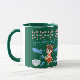 Taza cazador verde de celebración de agua cristalina