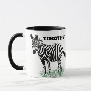 Taza Cebra en el Ilustracion realista de la hierba