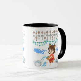 Taza celebración de agua cristalina en blanco y negro