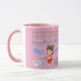 Taza celebración de agua cristalina rosa