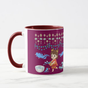 Taza celebración magenta de agua cristalina