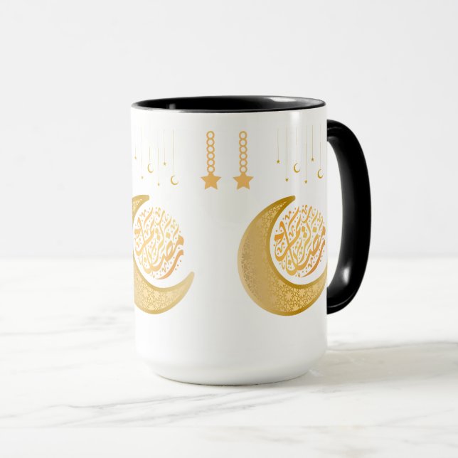 Taza Celestial Mug – Gold Crescent Moons & Stars for Dr (Anverso derecho)