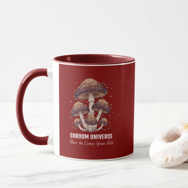 Taza Celestial Mushroom Constellation Universe (Con donut)