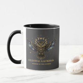 Taza Celestial Owl Cosmic Guardian