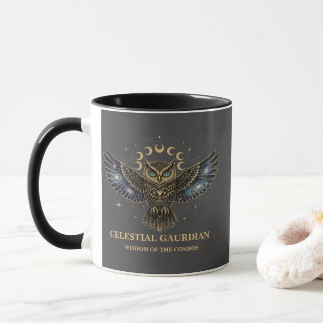 Taza Celestial Owl Cosmic Guardian (Con donut)