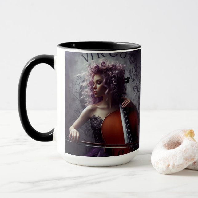 Taza Cello, músico de Virgo Zodiac (Con donut)