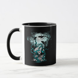 Taza Cementerio de cráneo de cuervo de luna llena