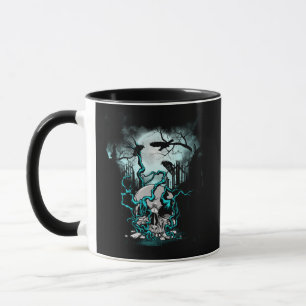 Taza Cementerio de cráneo de cuervo de luna llena