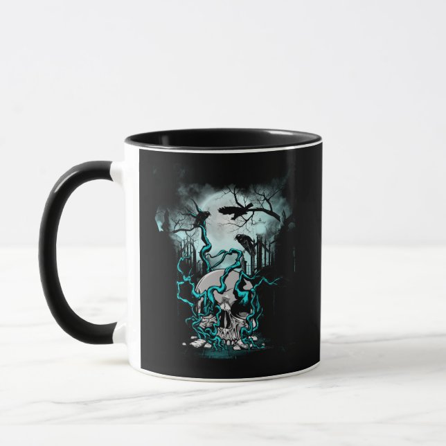 Taza Cementerio de cráneo de cuervo de luna llena (Izquierda)