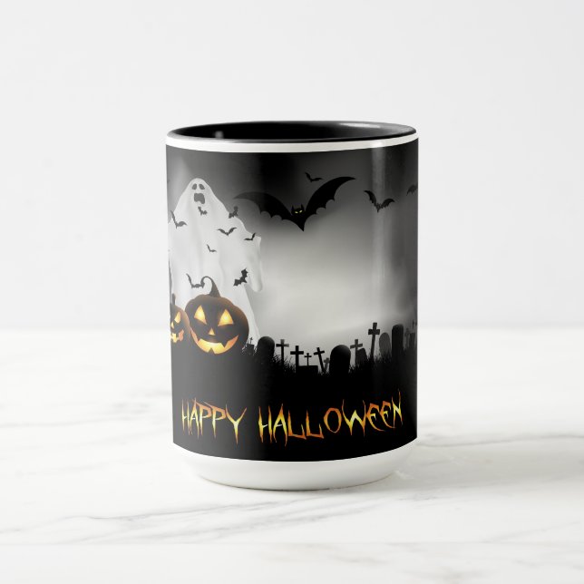 Taza Cementerio de Halloween, Ghost Jack-o-lanterns y B (Centro)