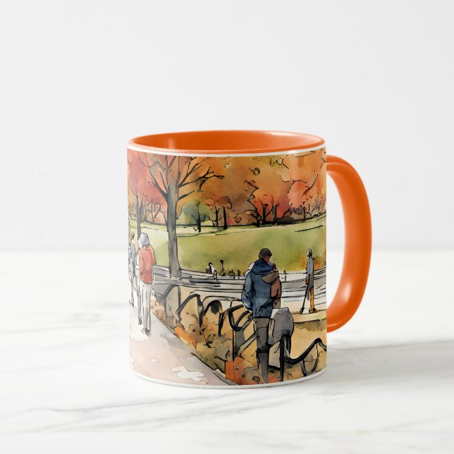 Taza Central Park, acuarelas, generadas por IA, (Anverso derecho)