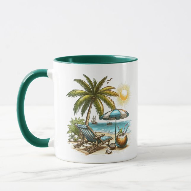 Taza Cerámica combinada de amante de la playa (Izquierda)