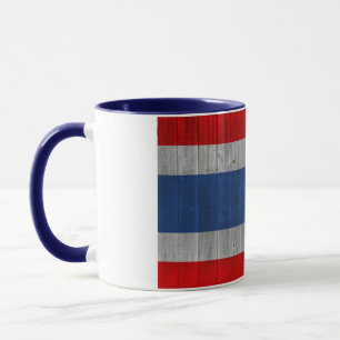 Taza Cerámica cubierta con bandera tailandesa de madera