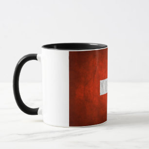 Taza Cerámica cubierta de Bandera Suiza Pintada Oscura