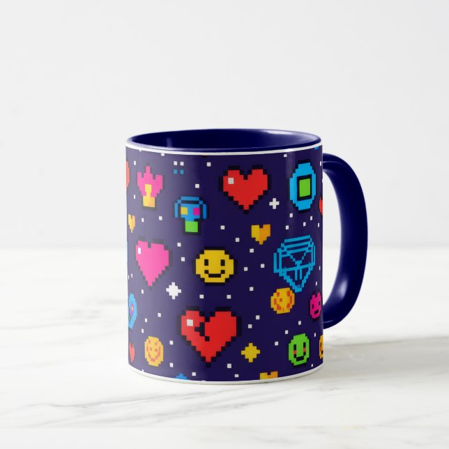Taza Cerámica de Juego de Pixel Art Retro de 8 Bit (Anverso derecho)