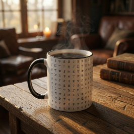 Taza Cerámica de Runas Nórdicas en Blanco y Negro
