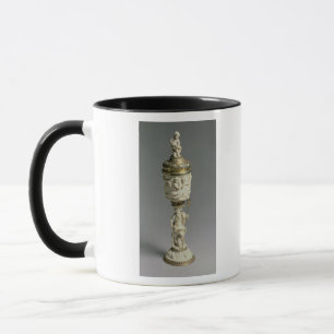 Taza Cerda joven de plata y cubilete de marfil tallado