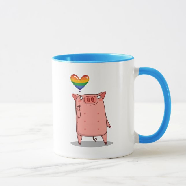 Taza Cerdo con globo arco iris (Derecha)