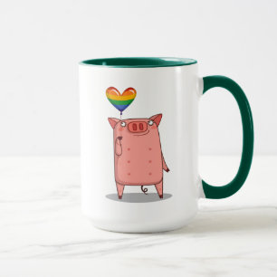 Taza Cerdo con globo arco iris