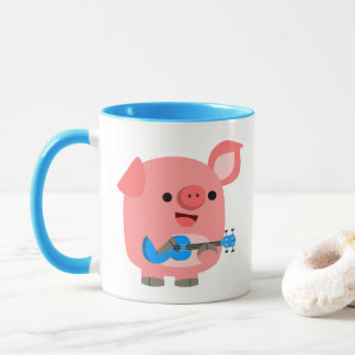 Taza Cerdo Personalizado lindo jugando a ukulele Mug