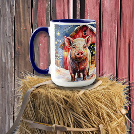 Taza Cerdo y granero de Navidades rusos