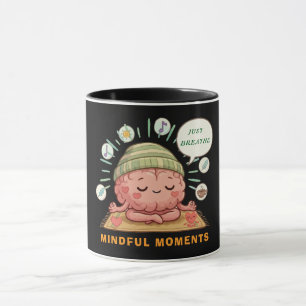 Taza Cerebro Kawaii Meditando Zen Bienestar Salud Ment