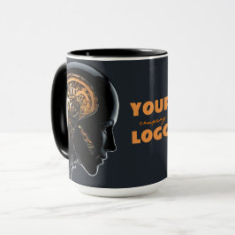 Taza Cerebro Mecánico Dorado de Androide de IA Futurist
