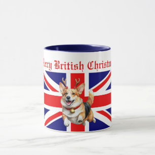 Taza Cerebros Navidades británicos Corgi Reindes Antler
