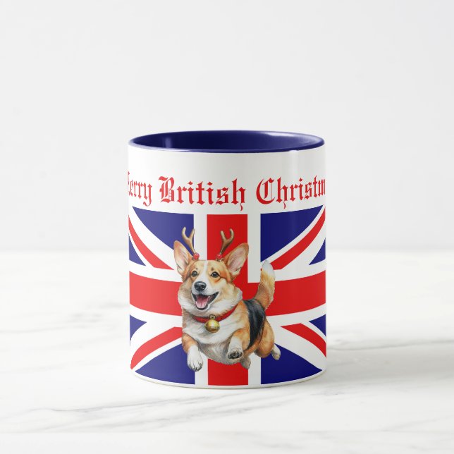 Taza Cerebros Navidades británicos Corgi Reindes Antler (Centro)