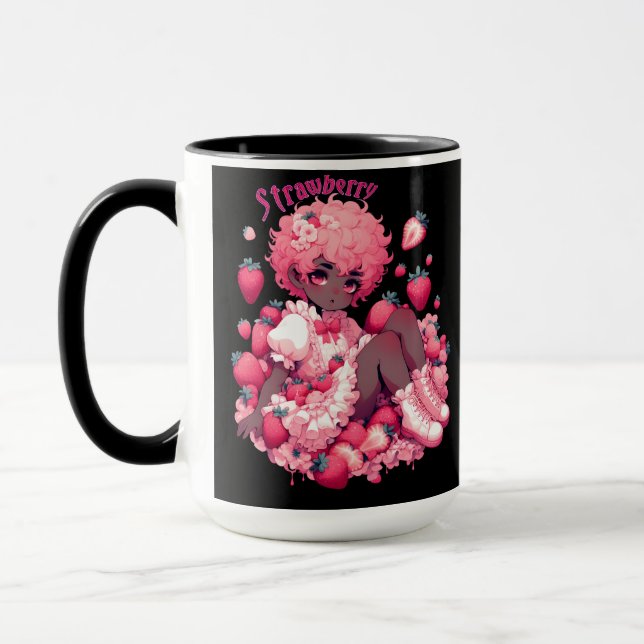 Taza Cereza de fresa cariño: Femboy de piel oscura (Izquierda)