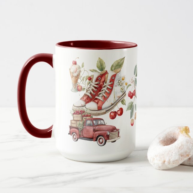 Taza Cerezas dulces de verano (Con donut)