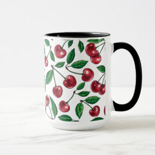 Taza Cerezas rojas en blanco