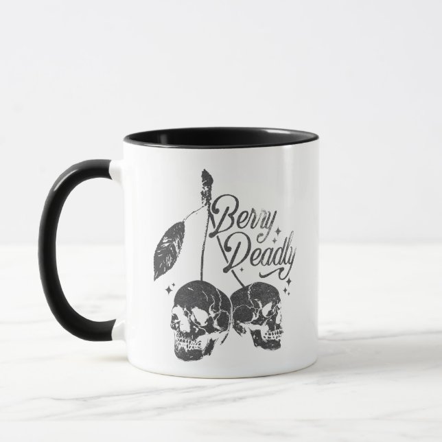 Taza Cerezo de cráneo espantado y dulce Halloween gótic (Izquierda)