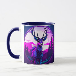 Taza Cerf majestueux en paysage néon.
