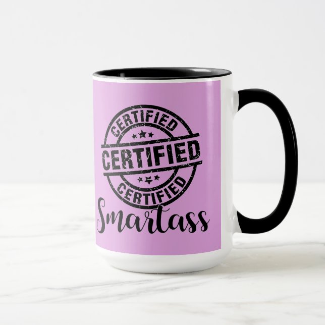 Taza Certified Smartass Rosa (Derecha)