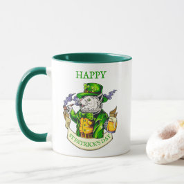 Taza Cerveza del día de San Patricio Feliz Gato Irlandé
