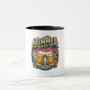 Taza Cervezas en la Playa y Puesta de Sol - Fiesta de V