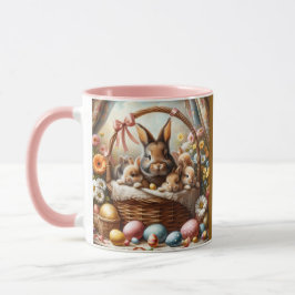 Taza Cesta de conejito de Pascua Conejo de primavera ad