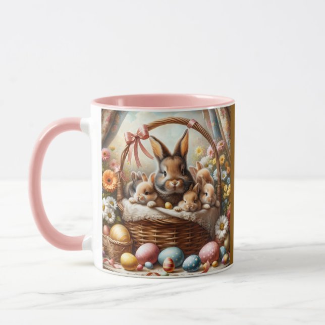 Taza Cesta de conejito de Pascua Conejo de primavera ad (Izquierda)