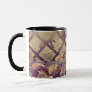 Taza Cesta de otoño con pintura de manzanas de frutas