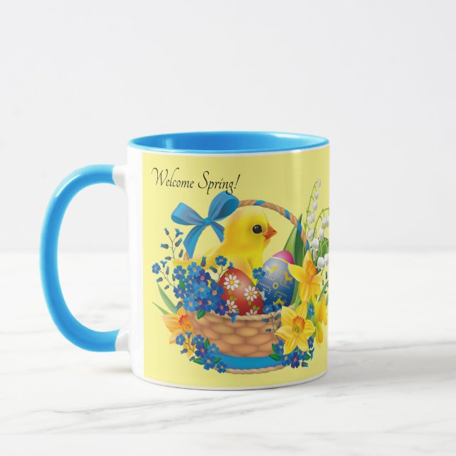 Taza Cesta de Pascua, primavera, huevos, pasteles de po (Izquierda)