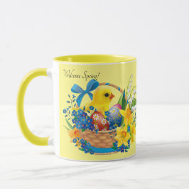 Taza Cesta de Pascua, primavera, huevos, pasteles de po