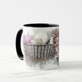 Taza Cesta Hank Puss Kitten Cat Jugando A Ball Skein